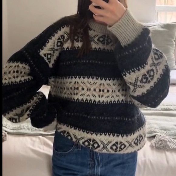 Oversized wool fair isle sweater - Picture 1 of 2